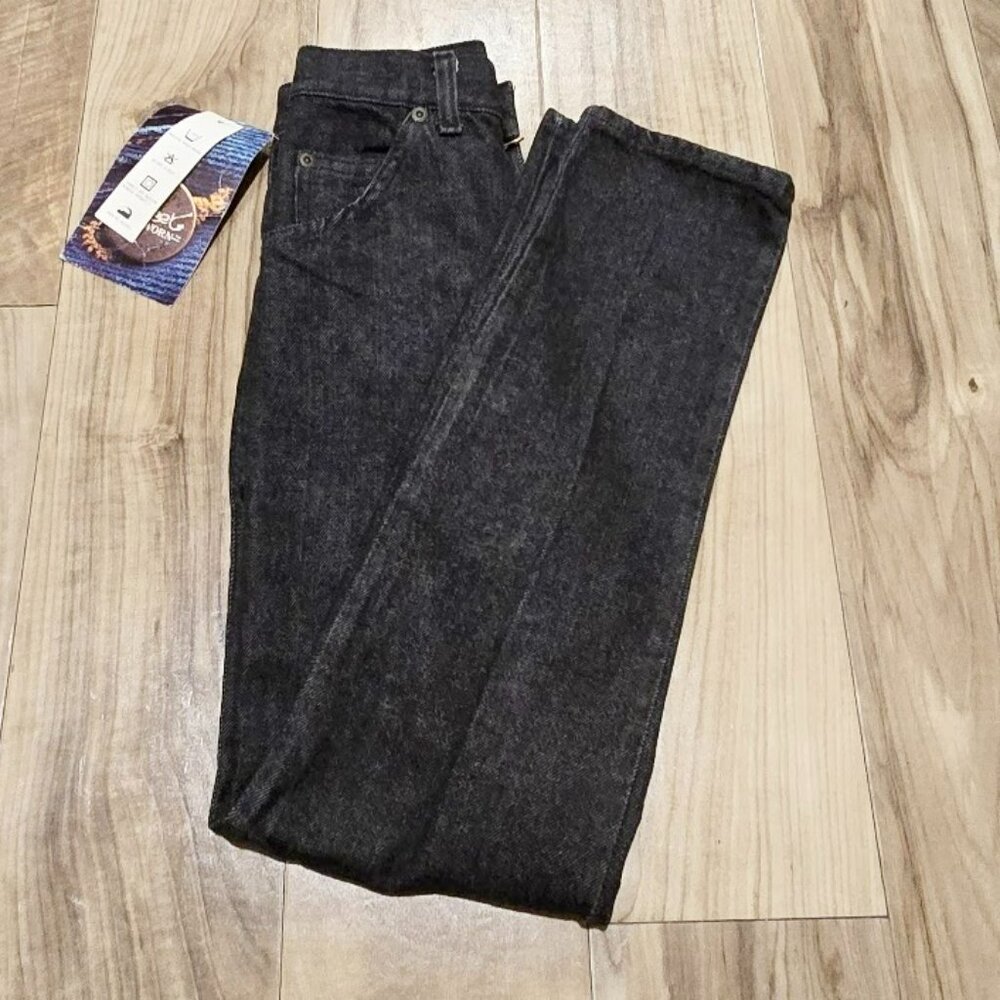NOS Vtg Street Worn Black Jeans 12 Slim Girls High Rise Straight Leg 23.5X27.25